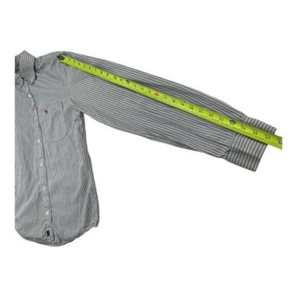 Abercrombie & Fitch Muscle Fit Shirt M Yellow Blue Stripe Button-Down Y2K Prep - Picture 11 of 11